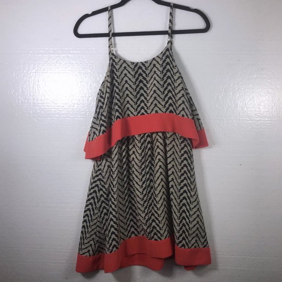 THML Sz S Chevron Flounce Layered Sleeveless Dres - Picture 3 of 8